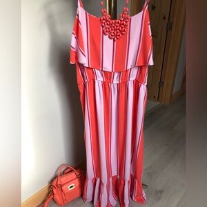 Old Navy Striped Ruffled Summer Maxi Dress Sundress Size XL